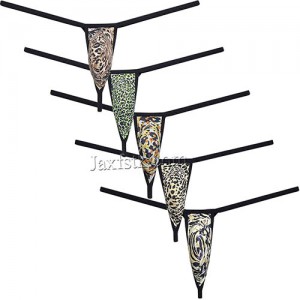 Men's Leopard String Thong Back Triangle Tangas Underwear Male Pouch Jockstrap MU08B