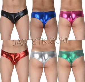 Fashion Men Underwear Cheeky Boxer Brief Cut Sexy Male Pouch Shiny Elastic Thong 1/2 Coverage Pants TS2068
