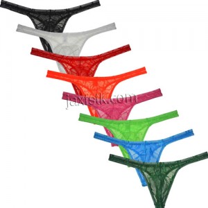 Sexy Tangas Para Hombre Men's See-through Jacquard Underwear Male Panties Breathable Cheeky Hip G-string Lace T-back MU2258