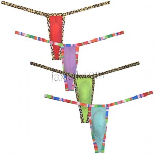 Sexy Tanga Hombre Male String Ice Silk Hipster Thong Men Leopard Bordered Bikini Underwear Jockstrap MU2406