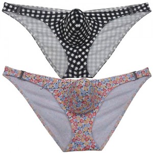 Men's Air Bubble Knitted Fabric Cheeky Briefs Underwear Side Hook Bikini Briefs MU651