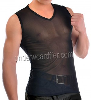 Camisa corta de Malla suave de los hombres frescos Ropa interior sin mangas Tank Top Chaleco Titness Wear MU928