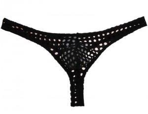 Blusa Hollow Bikini Thong Underwear de los hombres más tamaño bolsa de rejilla T-Back Pants Agujeros Mini Briefs G-String MU855