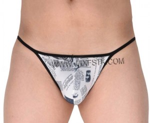 Men's Underwear  Newspaper Print Bikini Briefs Low-rise Jockstrap Elastic String Briefs