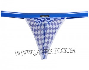 Colorido cuadros hombres amplia bolsa T-Back ropa interior cinturón Mini cadena Bikini Tanga MU218X